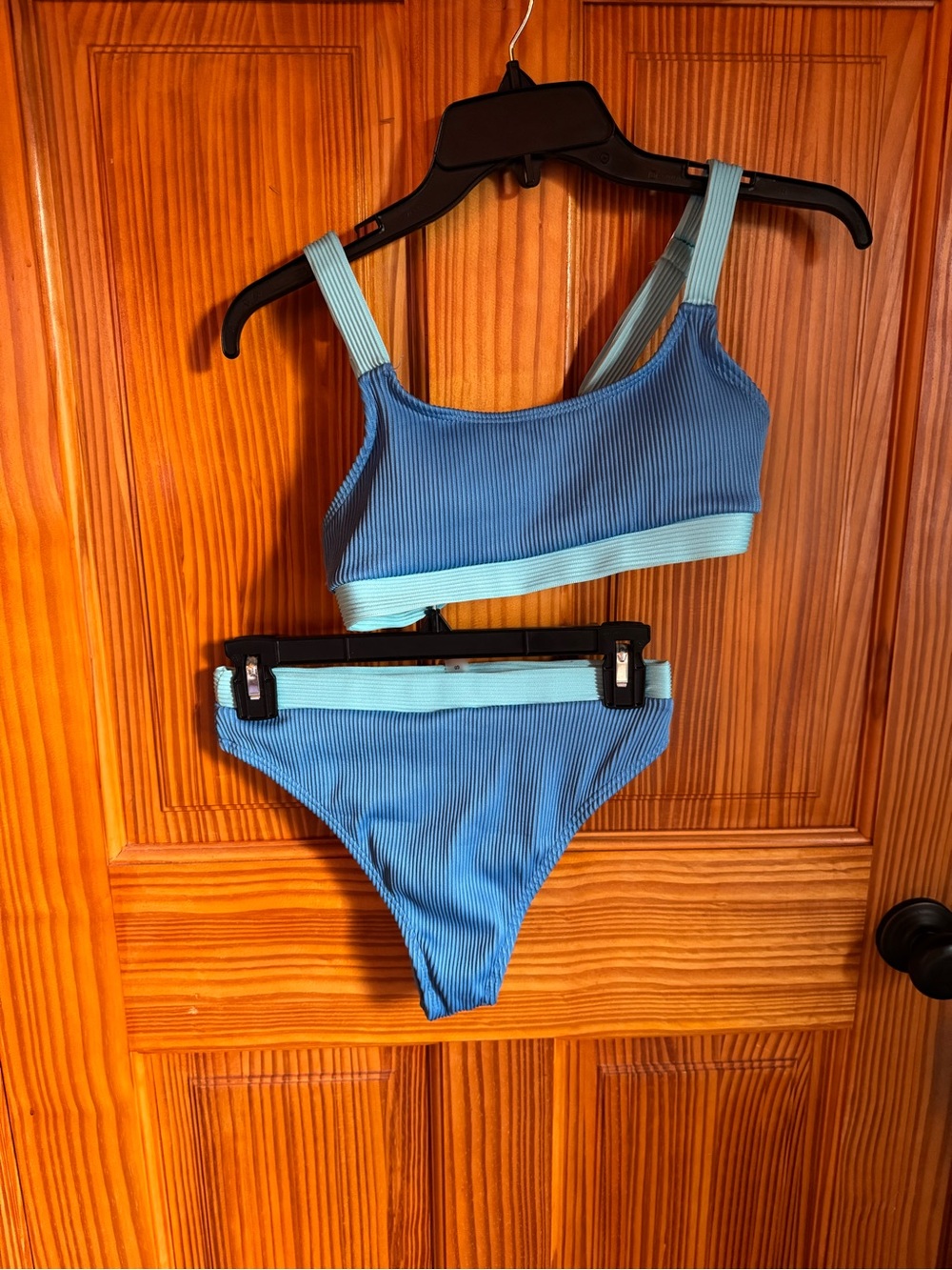 CupShe Two-Tone Light & Medium Blue Ribbed Bikini Set (From CupShe, Never Worn)